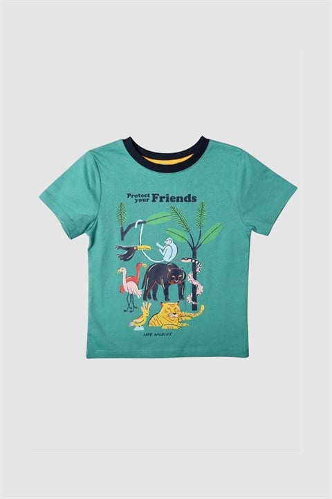 Friends Baskılı Yeşil Tişört