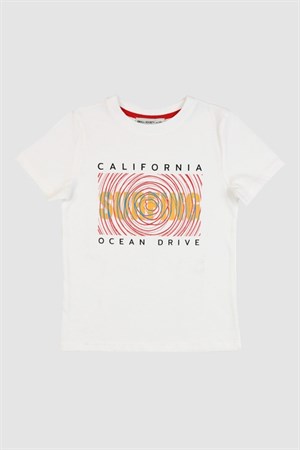 California Baskılı Beyaz Tişört